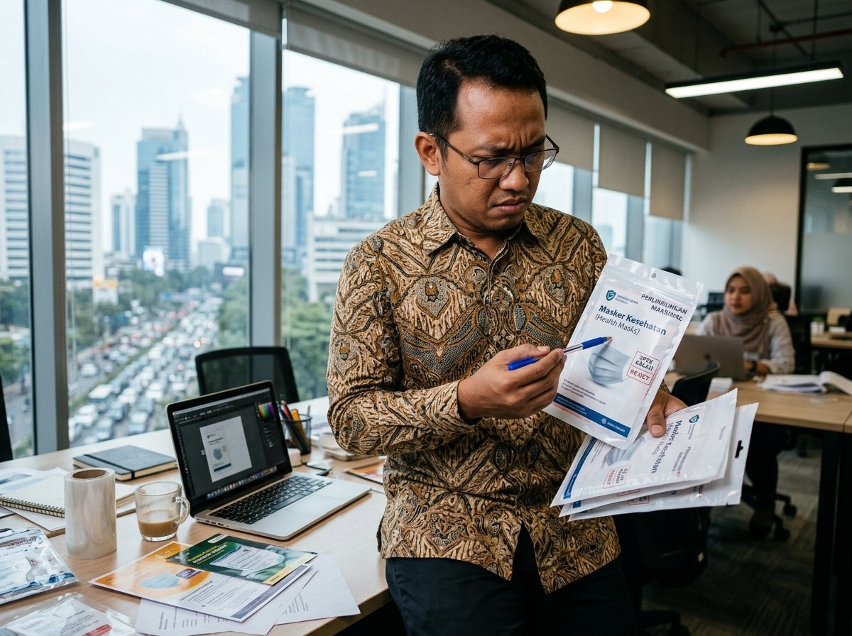 Pengusaha sedang mengecek kualitas hasil produksi wadah pelindung produk yang cacat akibat kesalahan spesifikasi desain